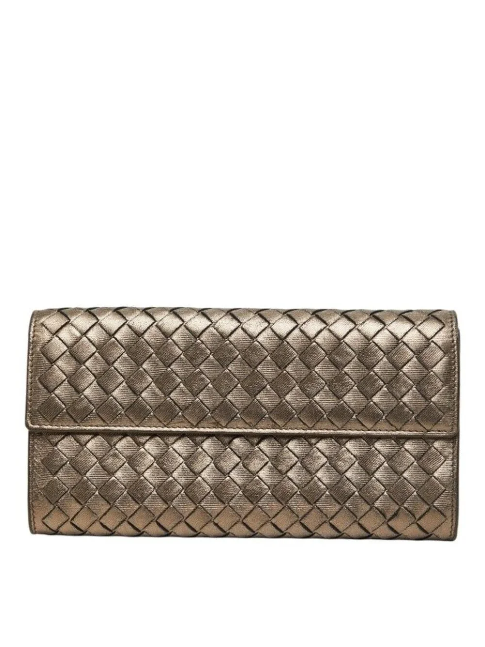 Bottega Veneta Intrecht Wallet Champagne Gold Leather